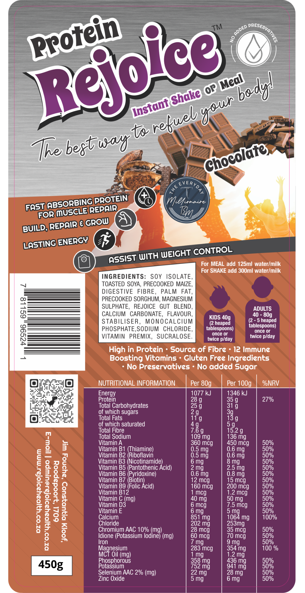 Protein Rejoice 450g Meal Replacement