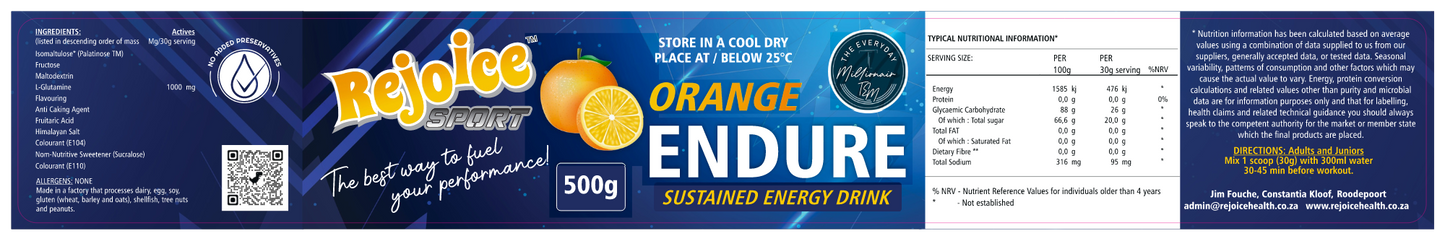 500g Endure Orange - Low GI Sustained Energy Drink